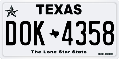 TX license plate DOK4358
