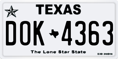 TX license plate DOK4363