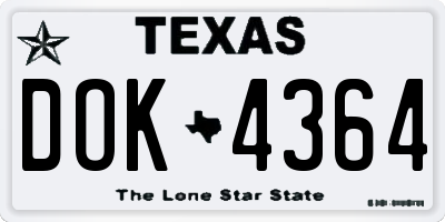 TX license plate DOK4364