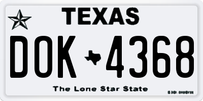 TX license plate DOK4368