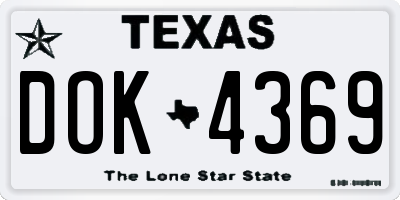 TX license plate DOK4369