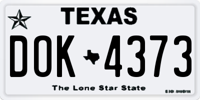 TX license plate DOK4373