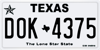 TX license plate DOK4375