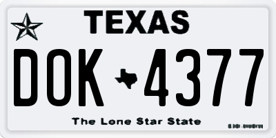 TX license plate DOK4377