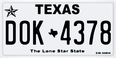 TX license plate DOK4378