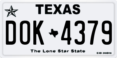 TX license plate DOK4379