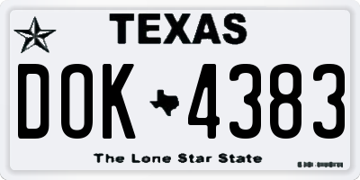 TX license plate DOK4383