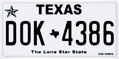 TX license plate DOK4386