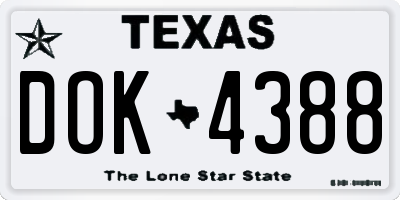 TX license plate DOK4388