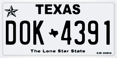TX license plate DOK4391