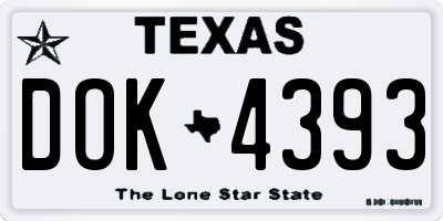 TX license plate DOK4393