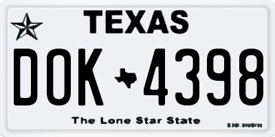 TX license plate DOK4398