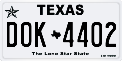 TX license plate DOK4402
