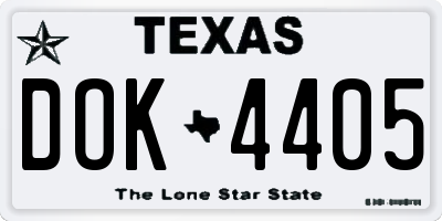 TX license plate DOK4405