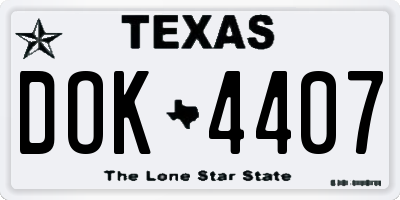 TX license plate DOK4407