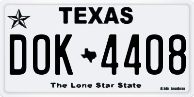 TX license plate DOK4408