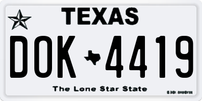 TX license plate DOK4419