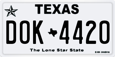 TX license plate DOK4420