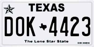 TX license plate DOK4423