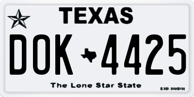 TX license plate DOK4425