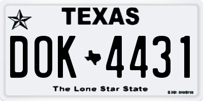 TX license plate DOK4431