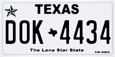TX license plate DOK4434
