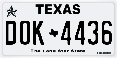 TX license plate DOK4436