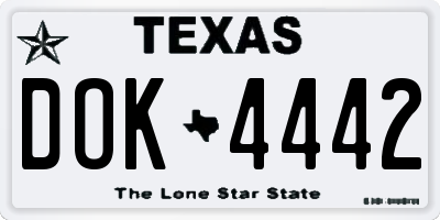 TX license plate DOK4442