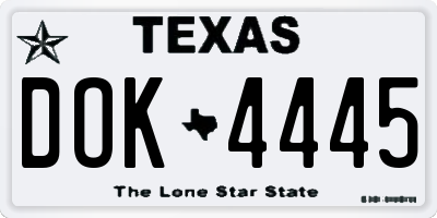 TX license plate DOK4445