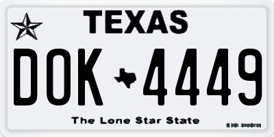 TX license plate DOK4449