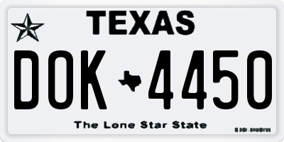 TX license plate DOK4450