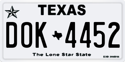 TX license plate DOK4452