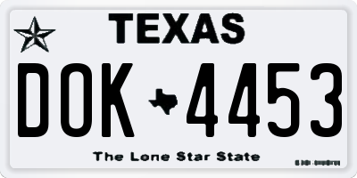 TX license plate DOK4453