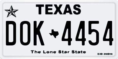 TX license plate DOK4454