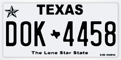 TX license plate DOK4458
