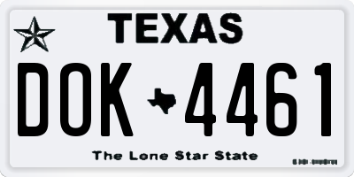 TX license plate DOK4461