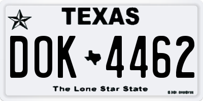 TX license plate DOK4462