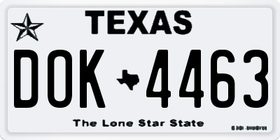 TX license plate DOK4463