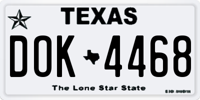 TX license plate DOK4468