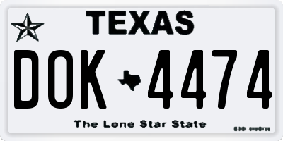TX license plate DOK4474