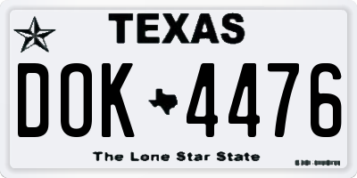 TX license plate DOK4476