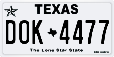 TX license plate DOK4477