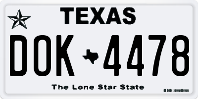 TX license plate DOK4478