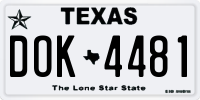 TX license plate DOK4481