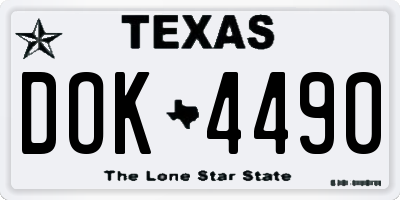TX license plate DOK4490