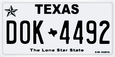 TX license plate DOK4492