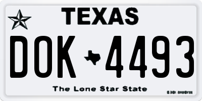 TX license plate DOK4493