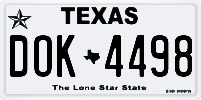 TX license plate DOK4498