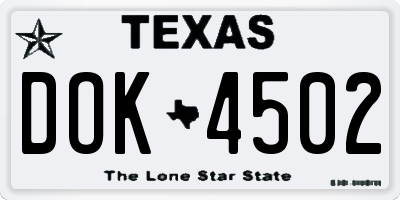 TX license plate DOK4502