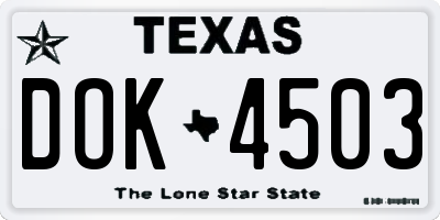 TX license plate DOK4503